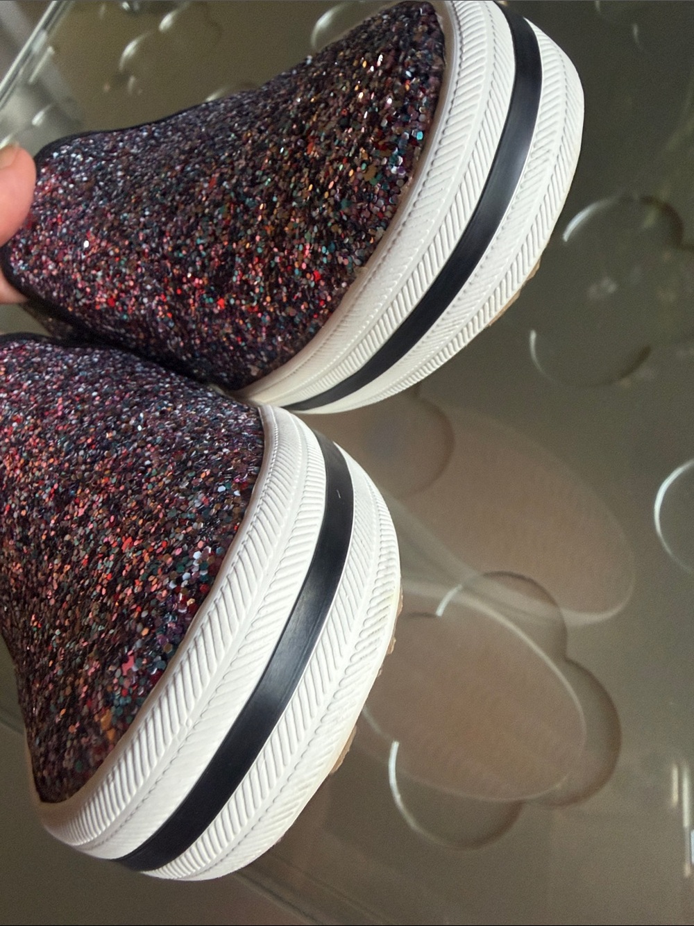 KEDS x KATE SPADE Double Decker Multicolor Glitter Slip On Sneakers Size 9 Women - Picture 13 of 15